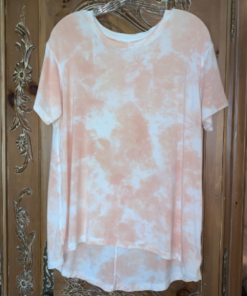 T Shirt Women's Tie Dye Print Peach & White Colors Size S/P/CH Short Sleeves