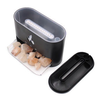 Black Blaze Aroma Diffuser Himalayan Salt Chamber Usbc Flame Effect (Salt Included)
