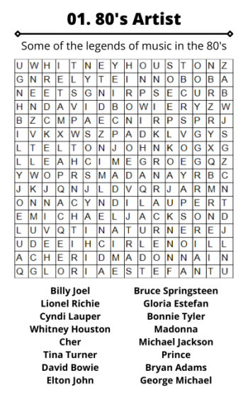 99 Word Search Puzzles: The best 80's music word challenge