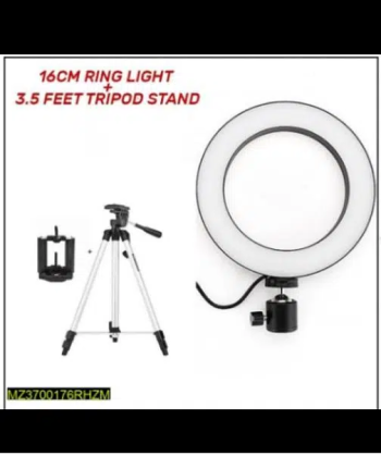 16 cm selfie ring light with 7 feet tripod stand.