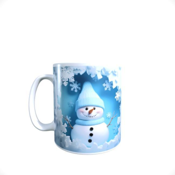 3D Snowman in a Hole Mug Christmas Snowflakes Wall Festive Season Present Gift