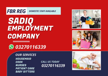 Maids , Cook , Babysitter , Office boy , Guard , Chef , Driver Nanny