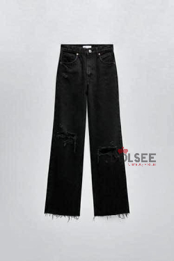 Zara straight leg ripped jeans