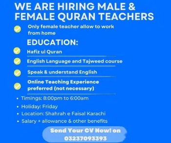 Required Online Quran Teachers.