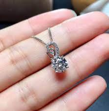 Classic 925 Silver Moissanite Pendant Necklace Fine Jewelry