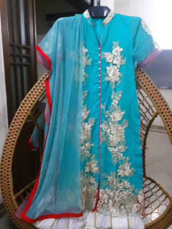 Party Wear Blue Dress | Embroidered Formal Dress