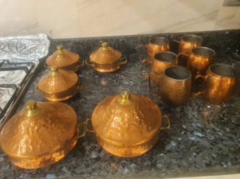 اواني نحاس احمر طواجن + مجات + سرفيس تقديم