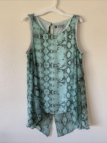 Top Sleeveless Lined Jennifer Lopez Teal / Black Colors Silver Size Medium
