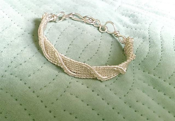 Silver Twist Design Wire Weave Bracelet