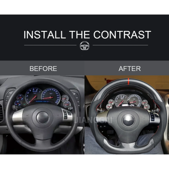 Car Leather Print Carbon Fiber Racing Steering Wheel Racing SPORT For Chevrolet Corvette