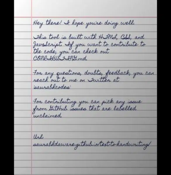 Handwriting Assignment Work .