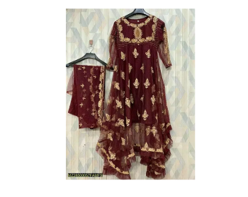 Maxi dress | 3 pcs fancy net maxi | eid collection